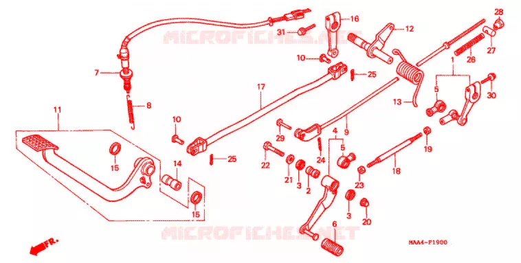 HOOFD STANDAARD/REMPEDAAL Honda MOTO 1100 SHADOW 2004  VT1100C4