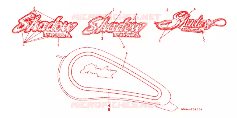 EMBLEEM/STREEP ('87-'90) Honda MOTO 1100 SHADOW 1990  VT1100CL