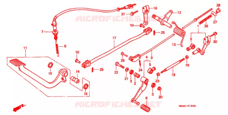 HOOFD STANDAARD/REMPEDAAL Honda MOTO 1100 SHADOW 2000  VT1100CY