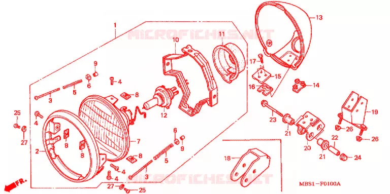 KOPLAMP Honda MOTO 400 STEED 1998  NV400CSW