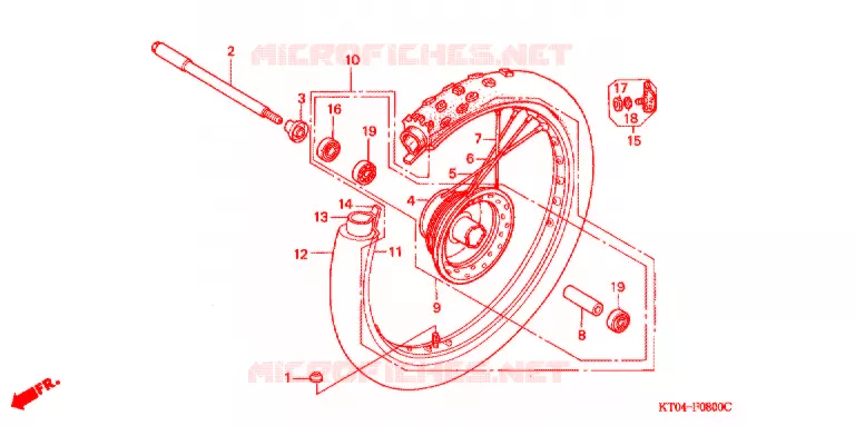 VOOR WIEL Honda MOTO 200 XR 1994  XR200RR