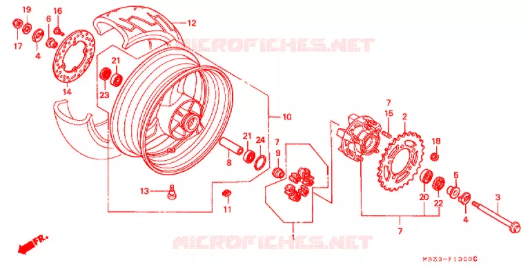 ACHTER WIEL Honda MOTO 600 HORNET 1998  CB600FW