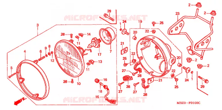 KOPLAMP (1) Honda MOTO 600 HORNET 1998  CB600FW