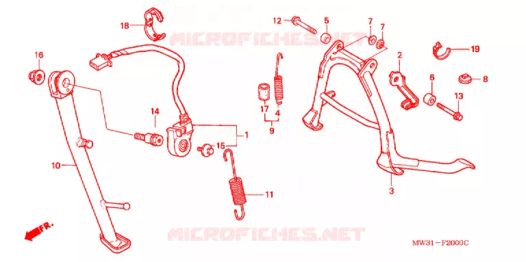 HOOFD STANDAARD/REMPEDAAL Honda MOTO 750 CB 1998  CB750F2T
