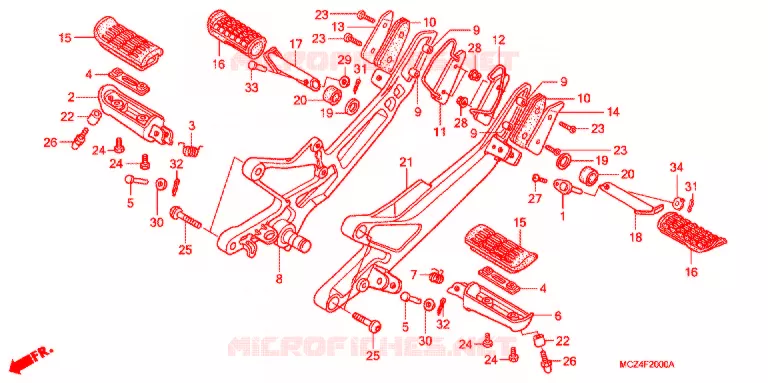OPSTAP/KICKARM/ WISSEL PEDAAL Honda MOTO 900 HORNET 2006  CB900F6_A