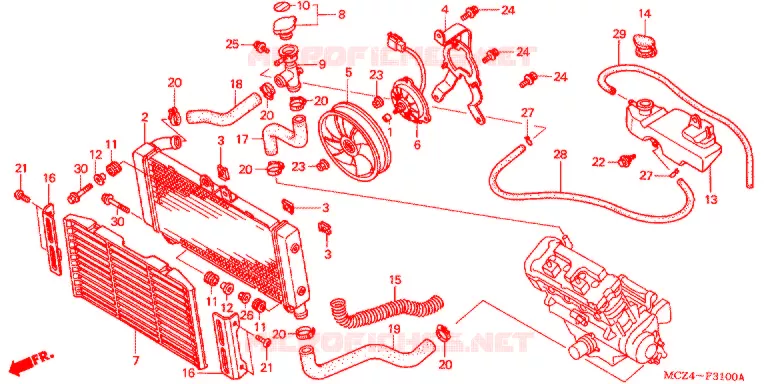 RADIATOR Honda MOTO 900 HORNET 2006  CB900F6_A