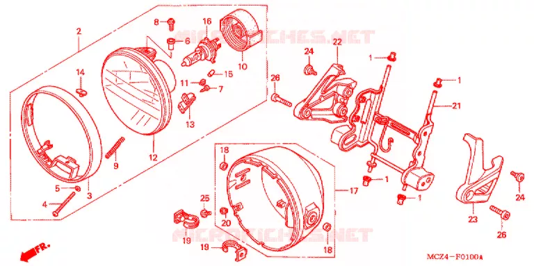 KOPLAMP Honda MOTO 900 HORNET 2006  CB900F6_A