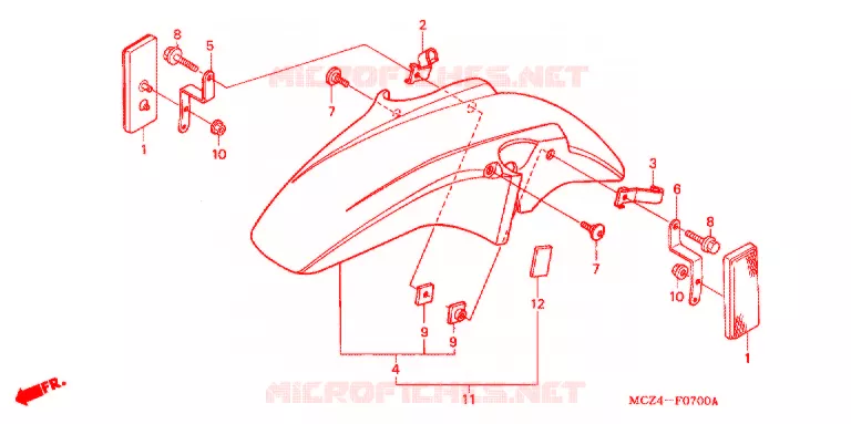 VOORSPATBORD Honda MOTO 900 HORNET 2006  CB900F6_A
