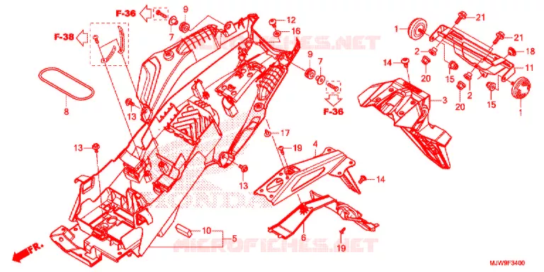 ACHTER STROOMLIJNKAP Honda MOTO 500 CB 2016  CB500FG