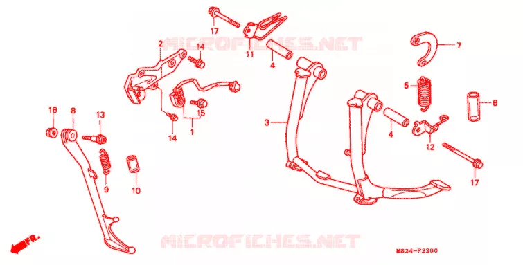 HOOFD STANDAARD/REMPEDAAL Honda MOTO 1000 CBR 1992  CBR1000FM