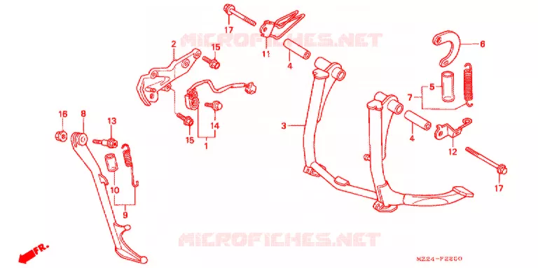 HOOFD STANDAARD/REMPEDAAL Honda MOTO 1000 CBR 1995  CBR1000FS