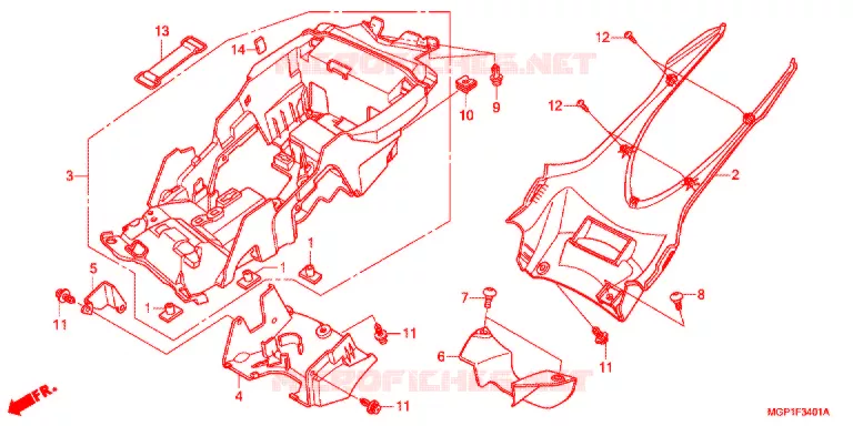ACHTERSPATBORD  Honda MOTO 1000 CBR 2013  CBR1000RAD