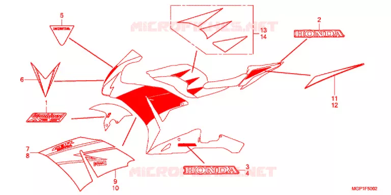 EMBLEEM/STREEP (CBR1000RRD/E/RAD/E-2J) Honda MOTO 1000 CBR 2013  CBR1000RRD