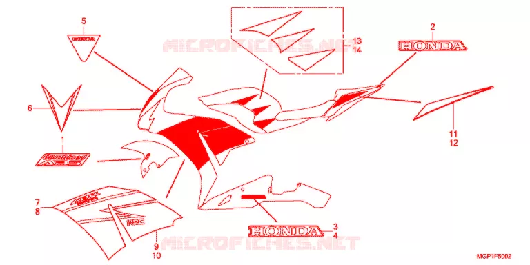 EMBLEEM/STREEP (CBR1000RRD/E/RAD/E-2J) Honda MOTO 1000 CBR 2014  CBR1000RRE