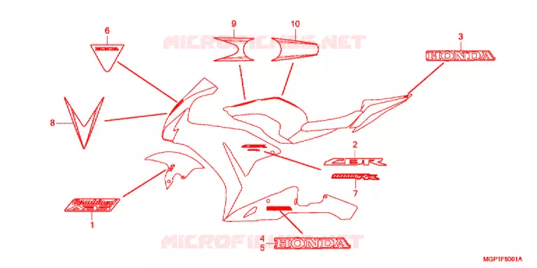 EMBLEEM/STREEP (CBR1000RRD/RAD-J/RRE/RAE-J,3J) Honda MOTO 1000 CBR 2014  CBR1000RRE