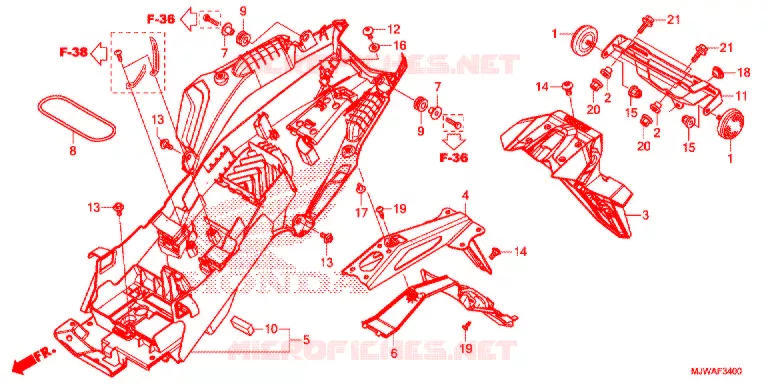 ACHTER STROOMLIJNKAP Honda MOTO 500 CBR 2016  CBR500RG