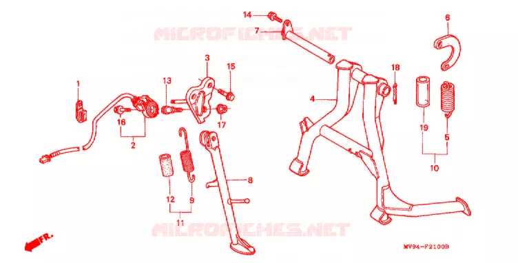 HOOFD STANDAARD/REMPEDAAL Honda MOTO 600 CBR 1992  CBR600F2N