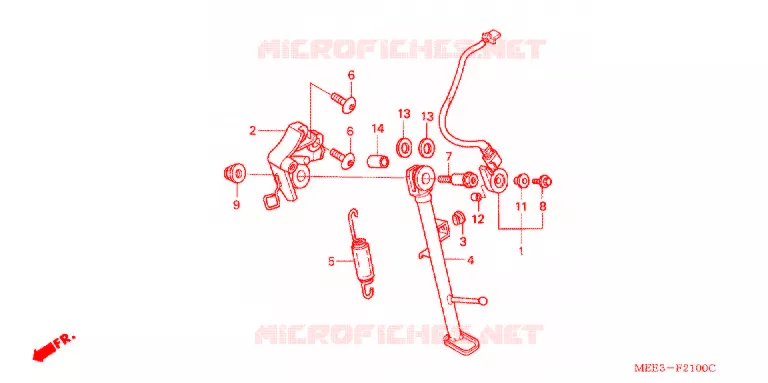HOOFD STANDAARD/REMPEDAAL Honda MOTO 600 CBR 2004  CBR600RR4