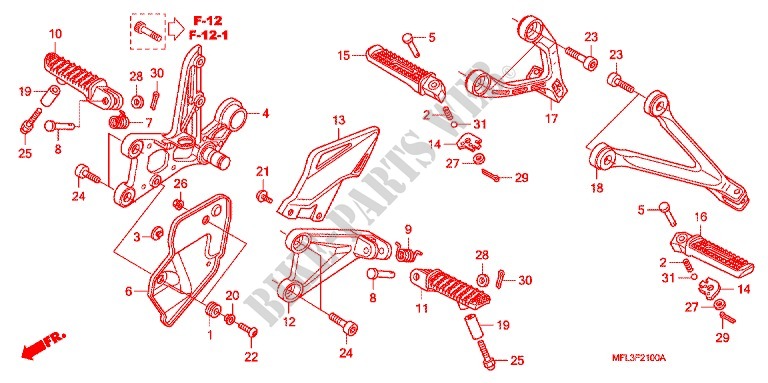 OPSTAP/KICKARM/ WISSEL PEDAAL voor Honda CBR 1000 RR ABS 2010