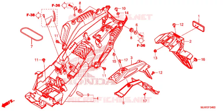 ACHTER STROOMLIJNKAP Honda MOTO 500 CBR 2016  CBR500RAG
