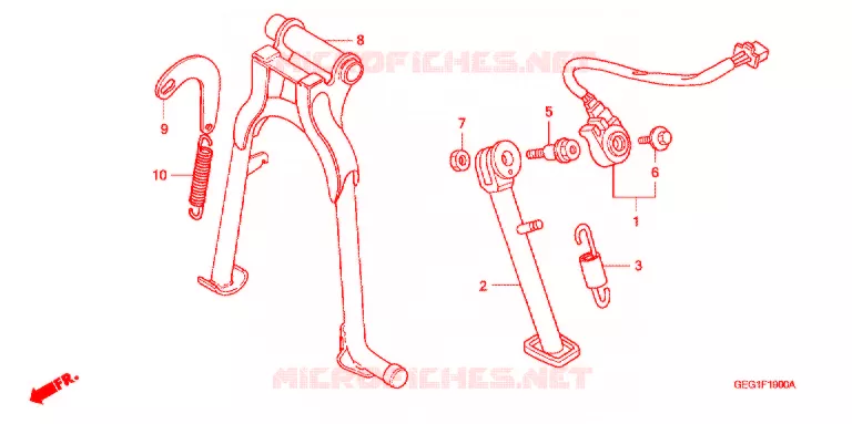 HOOFD STANDAARD/REMPEDAAL Honda MOTO 50 BENLY 2004  CD504