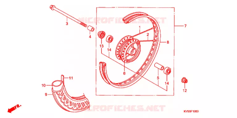 VOORWIEL (RAYON/FREIN A TAMBOUR) Honda MOTO 150 CG 2010  CG150ESA