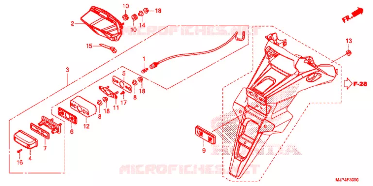 ACHTERLICHT/KENTEKEN LICHT Honda MOTO 1000 AFRICA-TWIN 2016  CRF1000AG