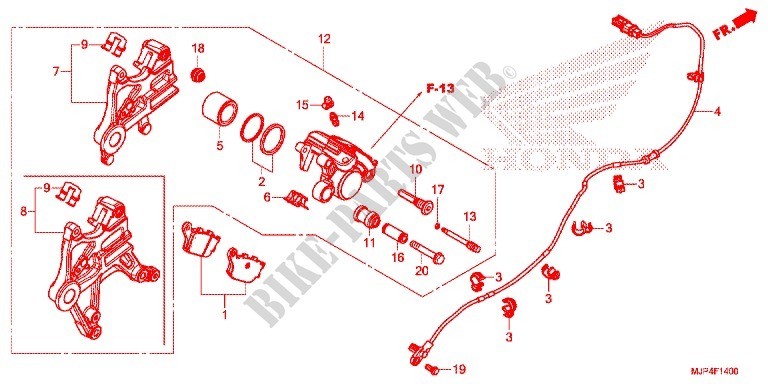 ACHTER REMKLAUW voor Honda AFRICA TWIN 1000 DCT RED 2016