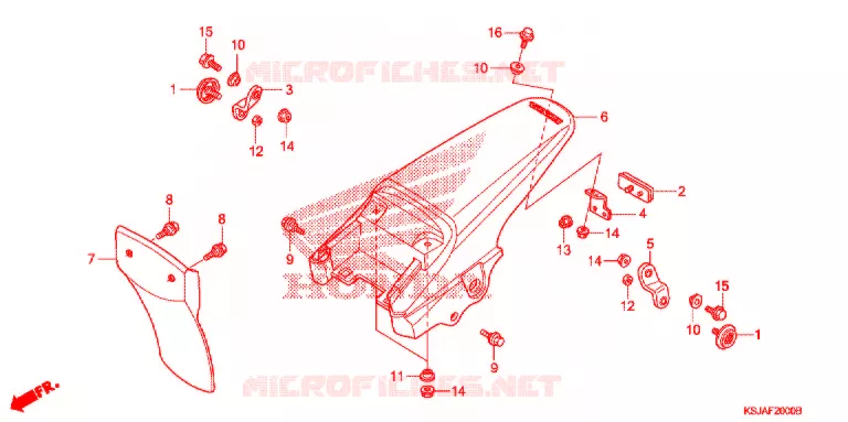 ACHTERSPATBORD  (CRF80F'08-'10/CRF100F'08-'10) Honda MOTO 100 CRF 2010  CRF100FA