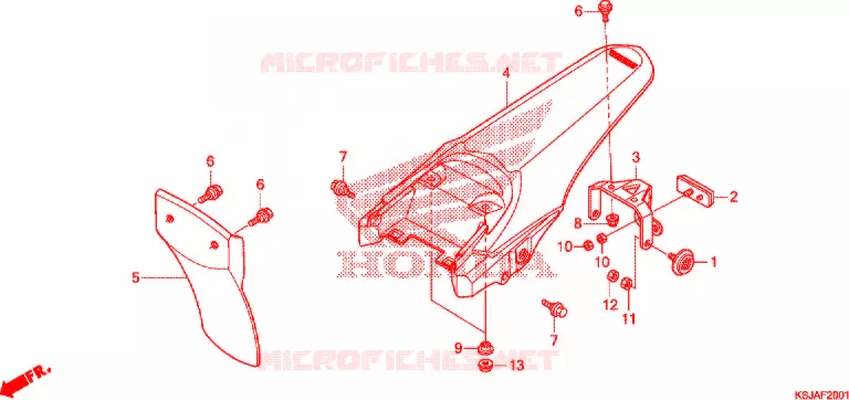 ACHTERSPATBORD  (CRF80F'11/CRF100F'11) Honda MOTO 100 CRF 2011  CRF100FB