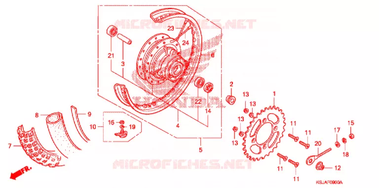 ACHTER WIEL Honda MOTO 100 CRF 2009  CRF100F9