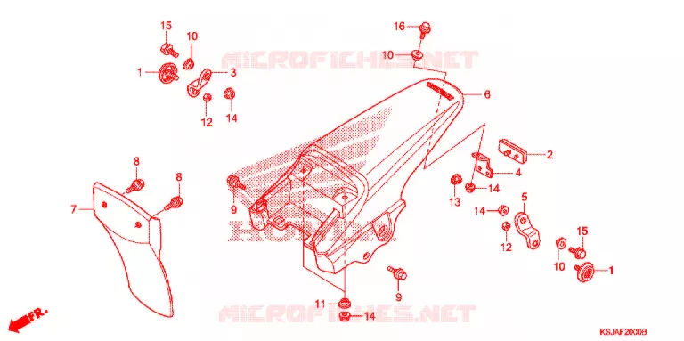 ACHTERSPATBORD  (CRF80F'08-'10/CRF100F'08-'10) Honda MOTO 100 CRF 2009  CRF100F9