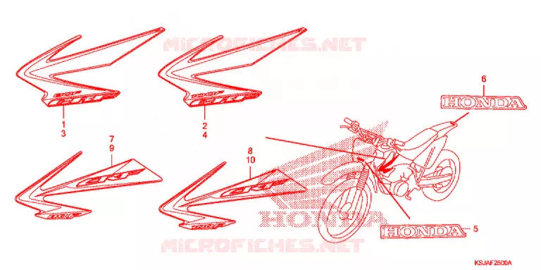 EMBLEEM/STREEP (CRF80F'08-'10/CRF100F'08-'10) Honda MOTO 100 CRF 2009  CRF100F9