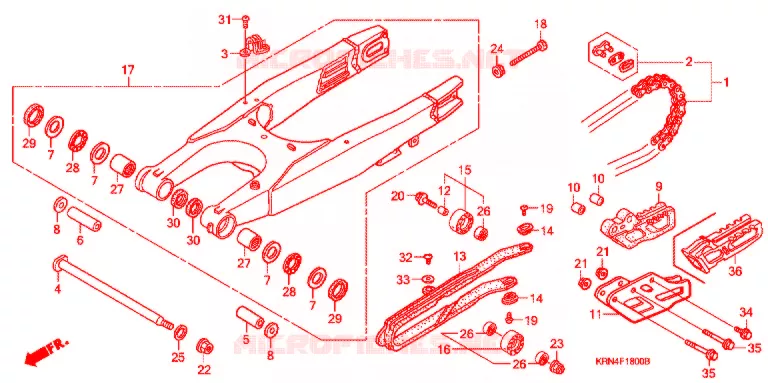 ZWAAI-ARM/KETTINGKAST Honda MOTO 250 CRF 2004  CRF250R4