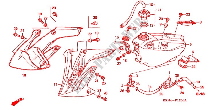 BRANDSTOF TANK voor Honda CRF 250 R RED 2008