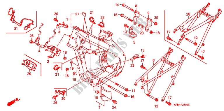 FRAME CHASSIS voor Honda CRF 250 R RED 2008