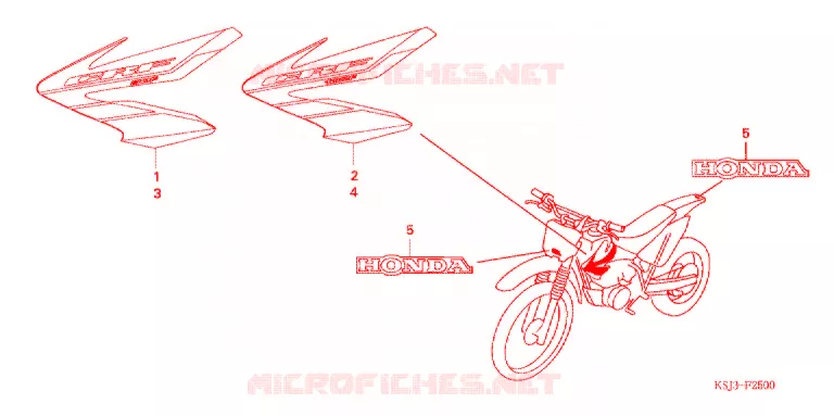 EMBLEEM/STREEP (CRF80F'04/CRF100F'04) Honda MOTO 100 CRF 2004  CRF100F4