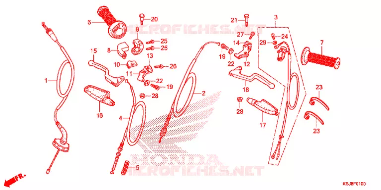 HENDEL HEFBOOM/KABEL/ SCHAKELAAR Honda MOTO 100 CRF 2013  CRF100FD