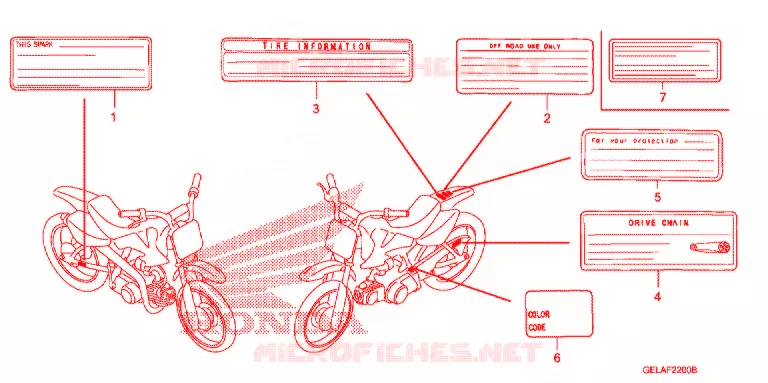WAARSCHUWINGSLABEL(1) Honda MOTO 50 CRF 2008  CRF50F8