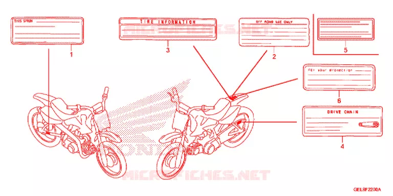 WAARSCHUWINGSLABEL(1) Honda MOTO 50 CRF 2013  CRF50FD