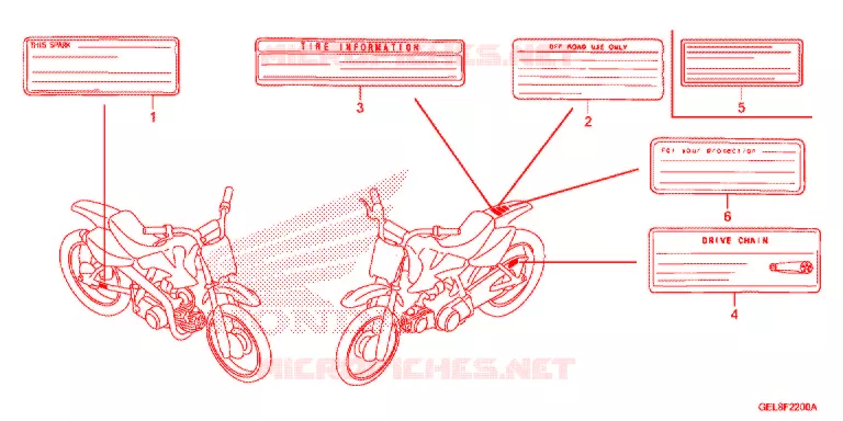 WAARSCHUWINGSLABEL(1) Honda MOTO 50 CRF 2017  CRF50FH