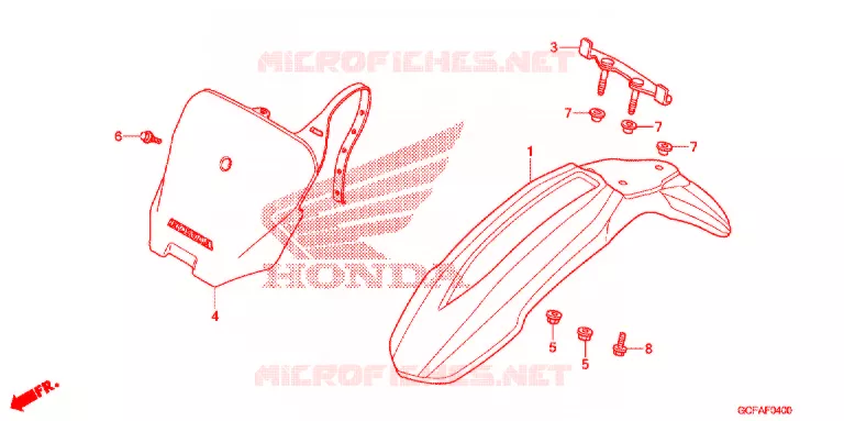VOORSPATBORD Honda MOTO 70 CRF 2004  CRF70F4