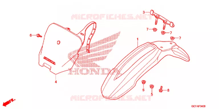 VOORSPATBORD Honda MOTO 70 CRF 2009  CRF70F9