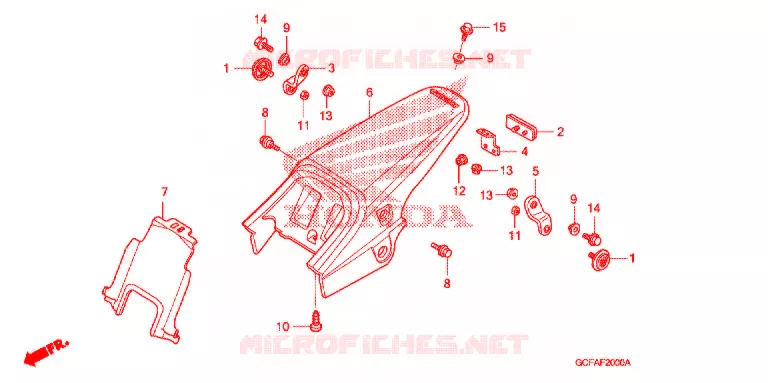 ACHTER STROOMLIJNKAP Honda MOTO 50 CRF 2011  CRF70FB
