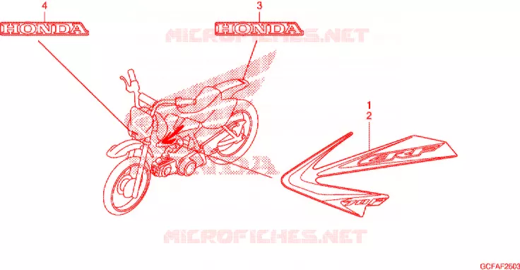 EMBLEEM/STREEP ('11/'12) Honda MOTO 50 CRF 2012  CRF70FC