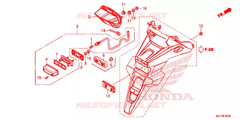 ACHTERLICHT/KENTEKEN LICHT Honda MOTO 1000 AFRICA-TWIN 2017  CRF1000AH