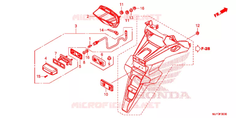 ACHTERLICHT/KENTEKEN LICHT Honda MOTO 1000 AFRICA-TWIN 2018  CRF1000AH