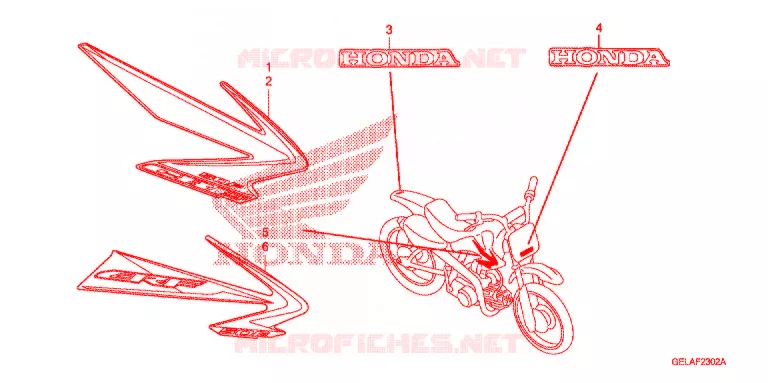 EMBLEEM/STREEP ('08/'09) Honda MOTO 50 CRF 2010  CRF50F9