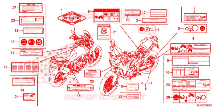 WAARSCHUWINGSLABEL(1) Honda MOTO 1000 AFRICA-TWIN 2017  CRF1000DH