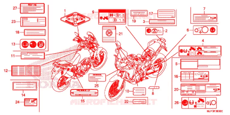 WAARSCHUWINGSLABEL(1) Honda MOTO 1000 AFRICA-TWIN 2017  CRF1000DH